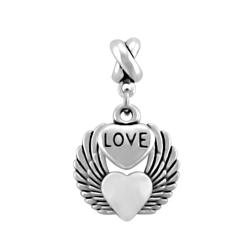 Buy 2018 New Silver Plated Fly Wings Love Heart Charm