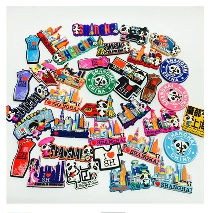 

Chinese tourism souvenirs Shanghai scenery panda soft magnetic refrigerator free shipping