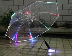LED Flashlight Flash Clear Umbrella Glowing Light Up transparent Stage Performance Dance umbrellas Party Gift Umbrella