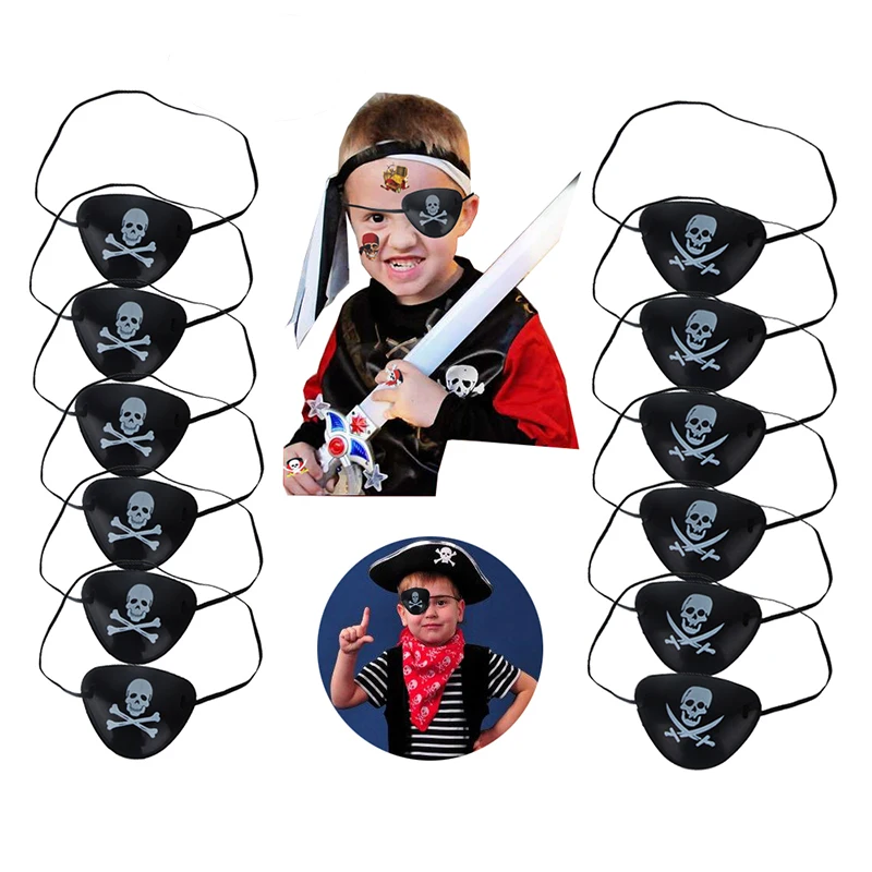 

6pcs Pirate Eye Patch Skull Crossbone Halloween Party Favor Costume Kids Toy Craft Gifts Adult Skull Boys Birthday Party Favor