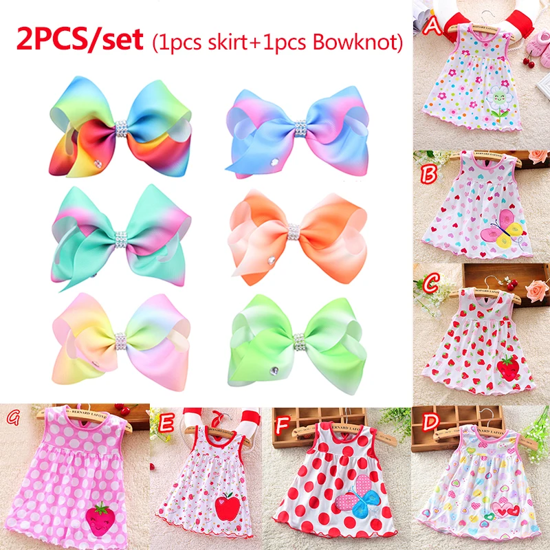 

2018 Cute Vestido infantil Baby Girl Dress Cotton Regular Sleeveless A-Line Dresses Casual Clothing with Baby Hair Clip