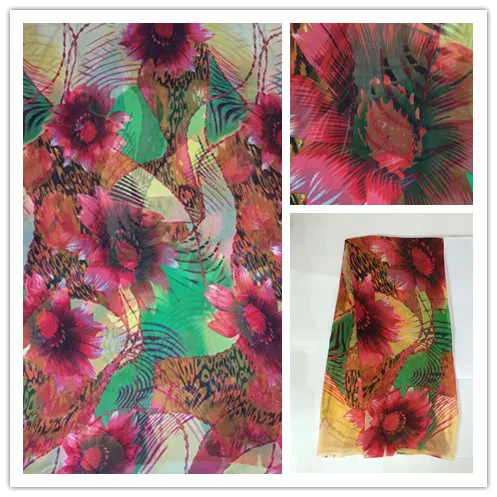 

140cm Thin100%Pure Natural Mulberry Silk Chiffon Digital Printed Blue Fabric Material Textile Sew Women Dress Scarf Cloth DSF26