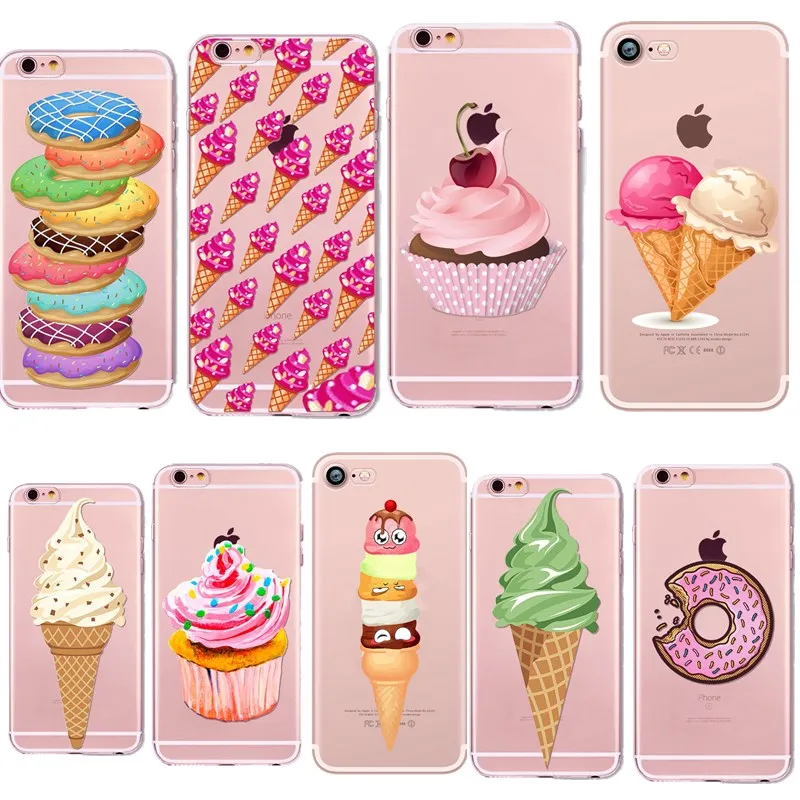 Мороженое окрашены для Coque Iphone 8 Plus телефон чехлы X SE 7 6 S 5 5S Мягкие TPU Ультра