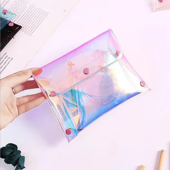 

1 Pcs Kawaii Sequins Laser Rainbow Glitter Transparent Pencil Case Stationery Storage Bag Pencil Case School Supplies