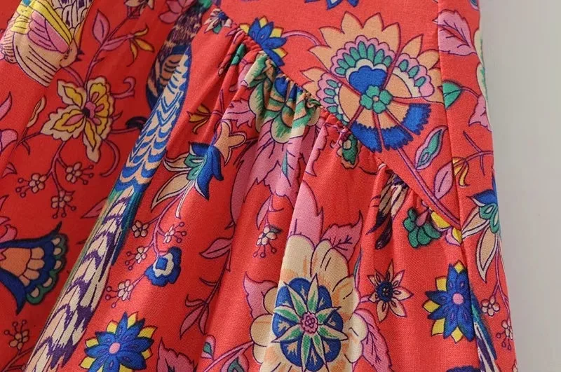 Хиппи длинная юбка летний бохо шик с пляжным цветочным принтом, эластичная резинка на талии, Повседневное для отдыха в стиле Mori Girl женские юбки пляжная одежда