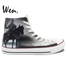 Wen Men’s Hand Painted Shoes Design Custom 300 Rise of an Empire High Top Canvas Sneakers for Birthday Gifts