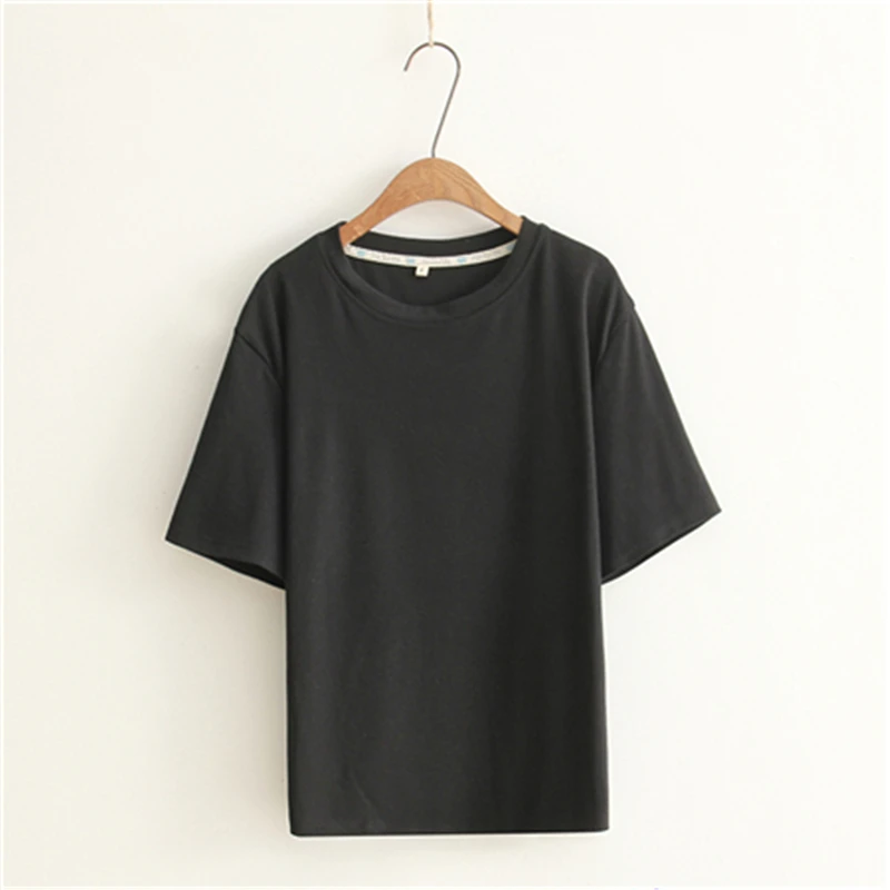 

Merry Pretty Women Solid Basic T Shirts Short Sleeve O-Neck Cotton T Shirt For Femme 2019 Summer Csual Loose 6 Color Tops Tees