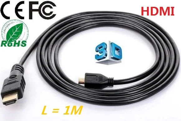 Ce, rohs, fcc Сертификация, высокая скорость Micro HDMI кабель, с Ethernet и 3D Поддержка, полный HD1080P, 100 шт./лот