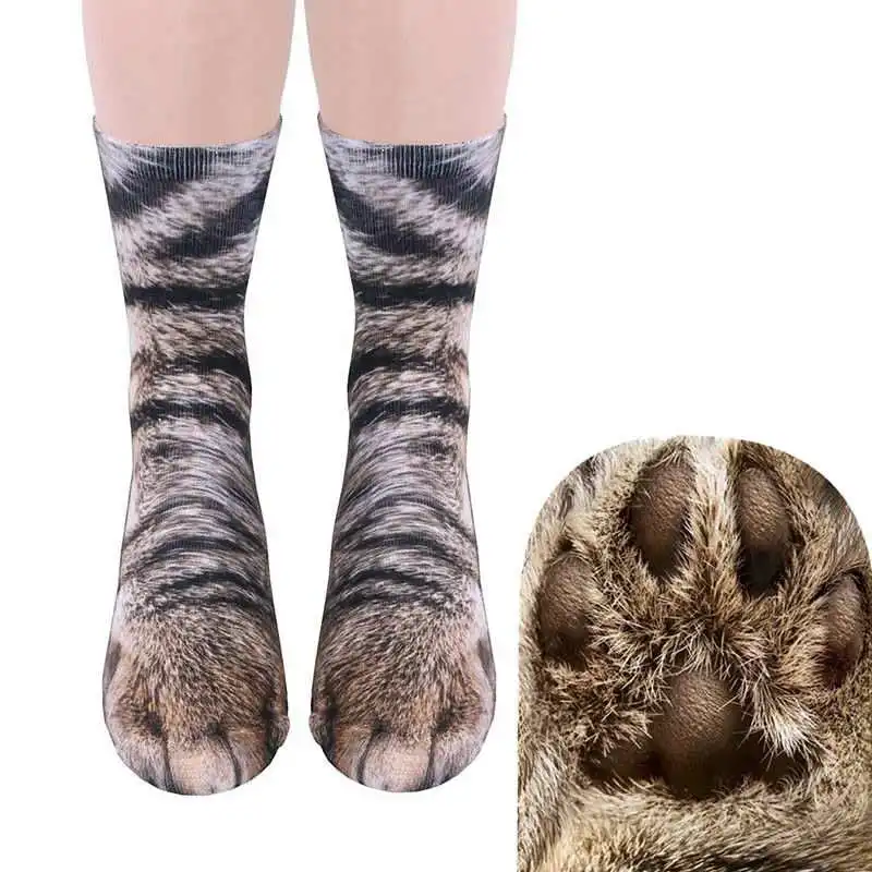 3D Animal Paw Print Socks Women Men Crew Socks Casual Elastic