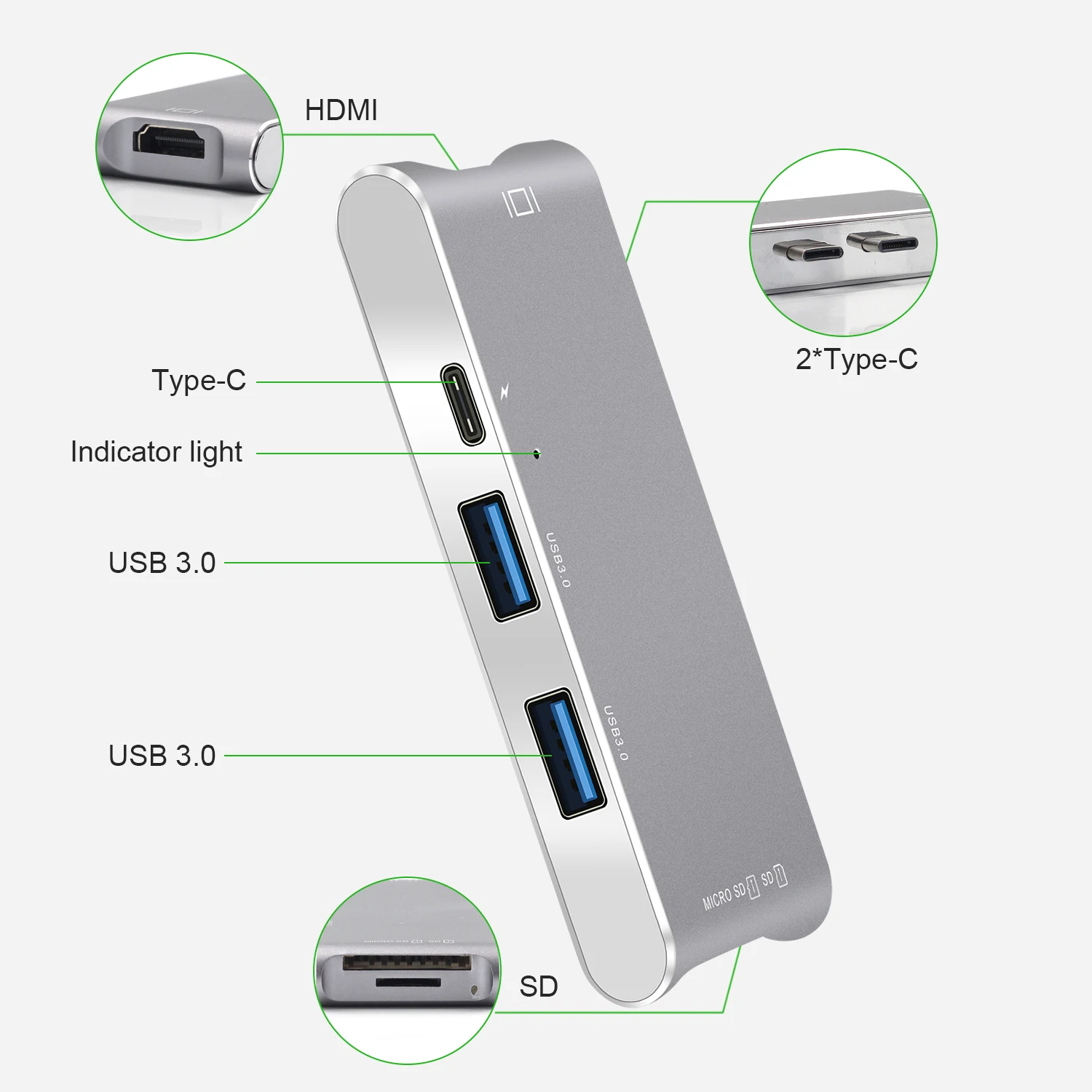 USB Type C адаптер GOOJODOQ HDMI 4k|type c hub|usb 3.0 portusb usb hub |