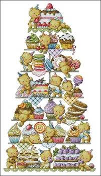 

Needlework 14CT 16CT 18CT Cross Stitch, DIY Count Cross Stitch, Embroidery Set, Seven-layer cake tower