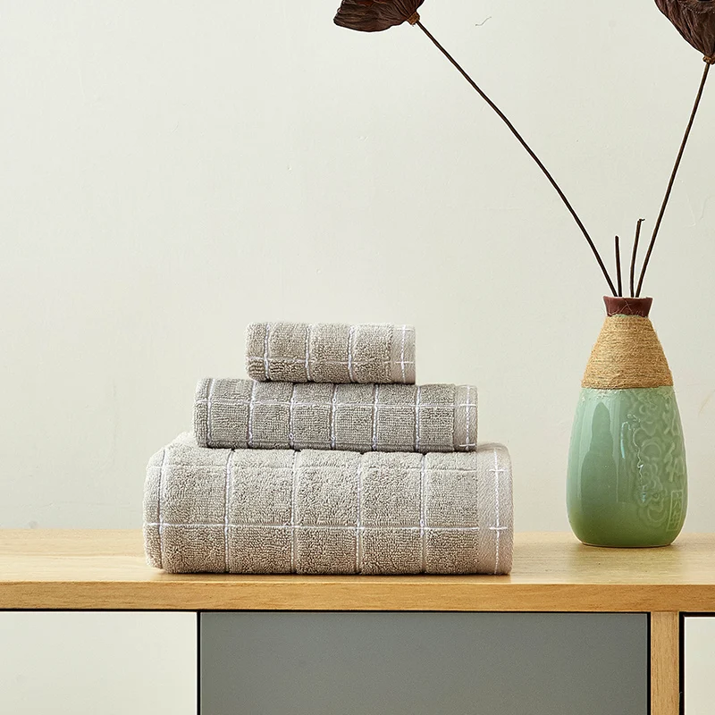 

Pure color 3pcs Hotel Luxury Embroidery Bath Towel Set 100% Cotton Large Beach Towel Absorbent Quick-drying Bathroom Towel T6