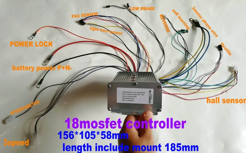 18mosfet BLDC контроллер квадратный датчик волны/сенсорный 24v36v48V60V64V72V80V1200W