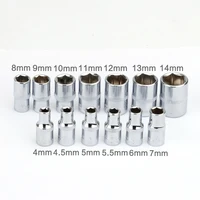 13Pcs 1/4" 4 4.5 5 5.5 6 7 8 9 10 11 12 13 14mm Socket Wrench Set Hex Metric 6 Point Socket Head Bit Sleeve Kit 2