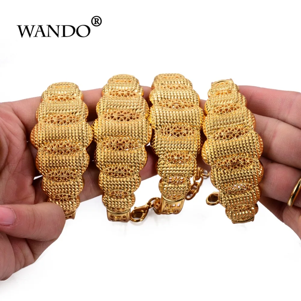 

WANDO Trendy 4pcs/lot Ethiopian/Dubai/African jewelry Gold Color Bangles gold bracelet in Chain&Link bracelets for Women Gifts