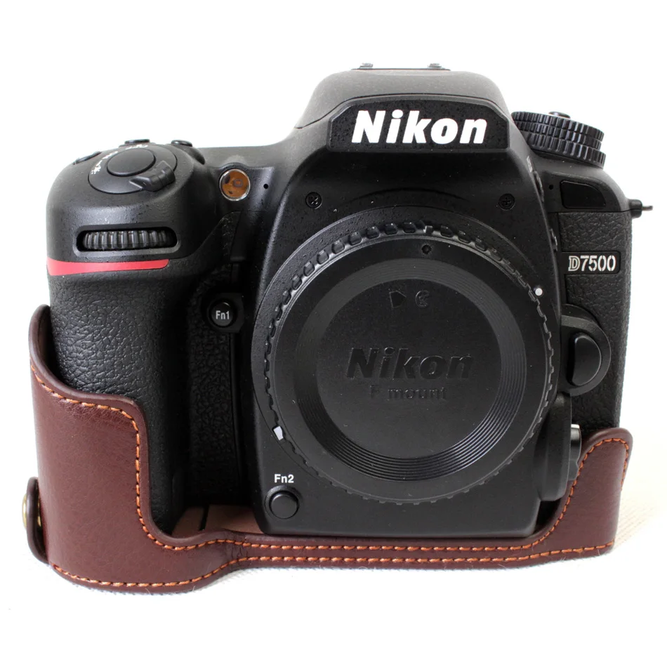 Черный/кофейный/Коричневый чехол из натуральной кожи для камеры Nikon D7500 с отверстием для батареи