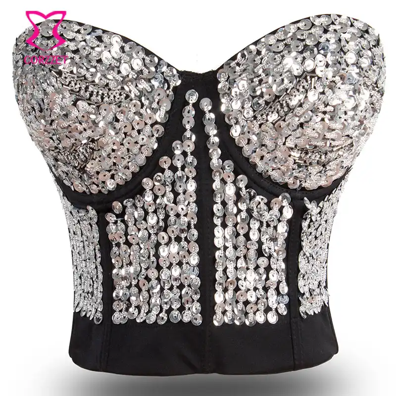 silver sequin bralette