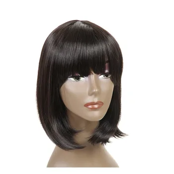 

Feibin Bob Short Wigs With Bangs For Women Synthetic Straight Black Hair 14inches