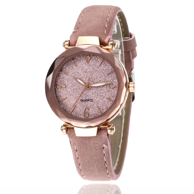 Женские часы повседневные модные женские часы из кожи розового золота Аналоговые кварцевые наручные часы с кристаллами браслет часы bayan kol saati