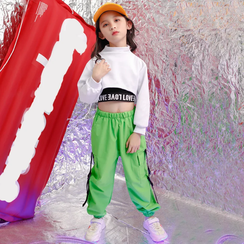 

Children Hip Hop Clothing Sweatshirt Top Crop Running Casual Pants for Girl Kid Jazz Dance Costume Wear Ballroom Dancing Clothes