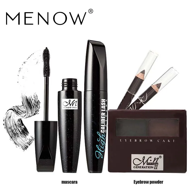 Menow бренд Make Up Set черный Тушь для ресниц Водонепроницаемый толстый длинный замок Цвет и два-цвет бровей porwder пояс подарки два Подводка для глаз 5398