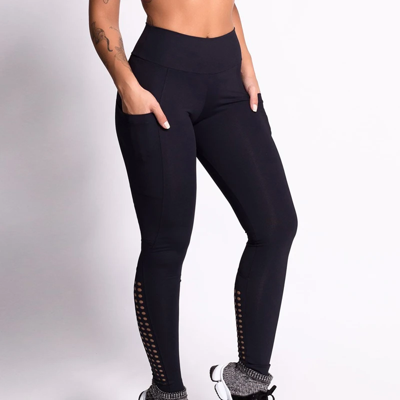 2018 Women Gym Pants Solid Black Stretchy Energy Slim Tummy Control