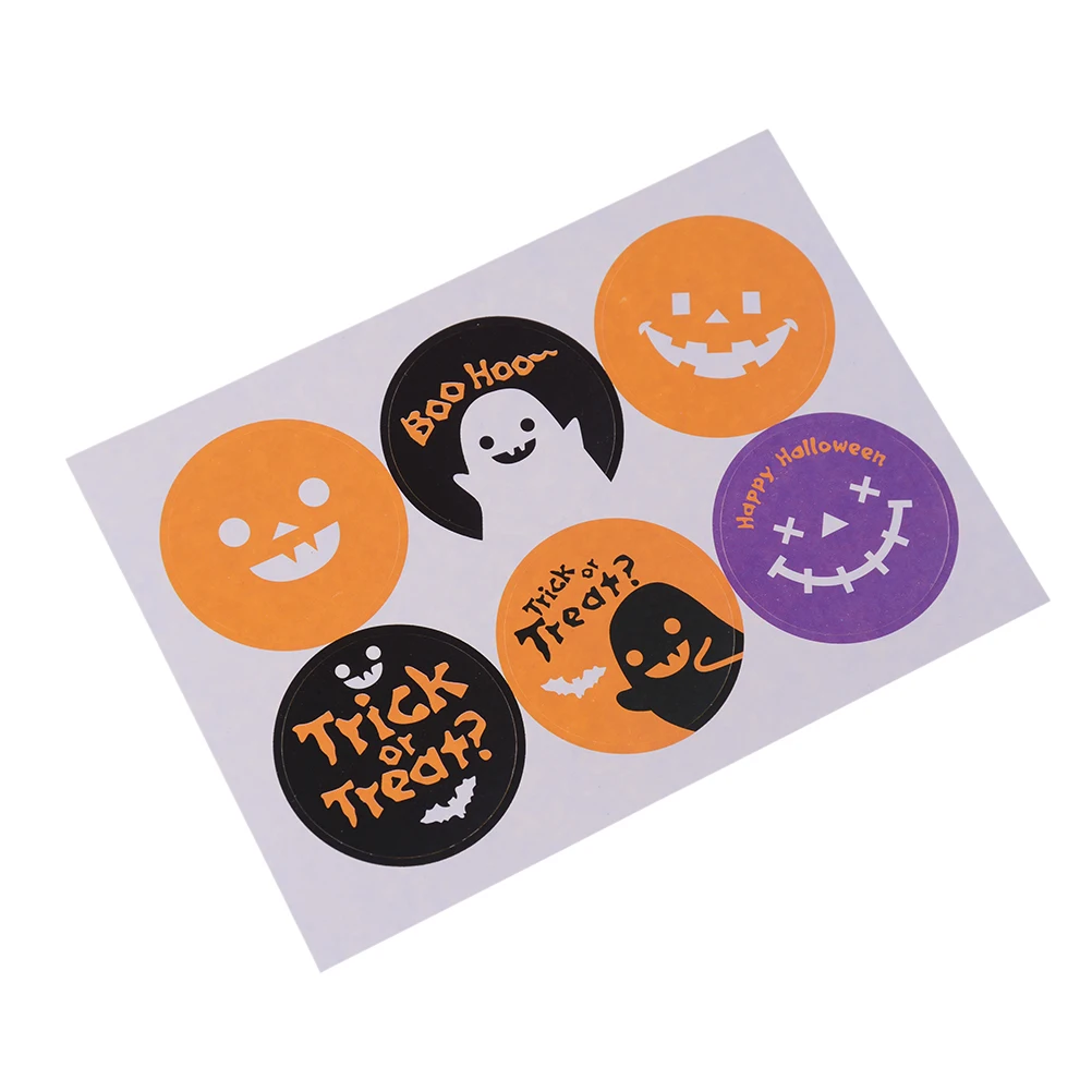 

60Pcs/lot Kraft Halloween Design Sticker Labels food Seals Gift stickers Package Label Party Accessories Wholesale