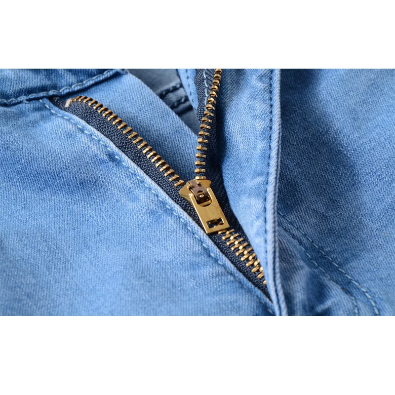 Новинка 2017 года, осенние модные джинсы мужские дырявые Длинные обтягивающие брюки равные джинсы джинсовые штаны Moto байкерские потертые