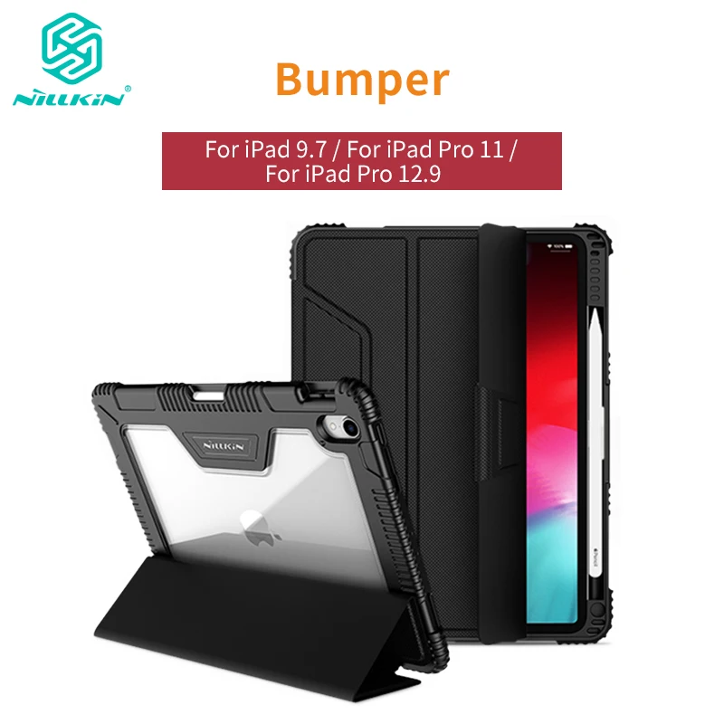 

NILLKIN For iPad 9.7 Case For iPad Pro 11 Case Cover for iPad Pro 12.9 2018 Case Smart Flip Cover with Pencil Holder Shockproof