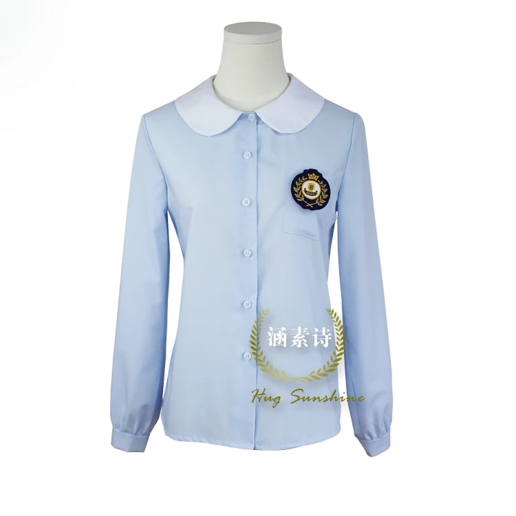 

JK Uniform Long Sleeve Shirt Girls White / Blue Blouse Doll collar Sweet Cute Shirt