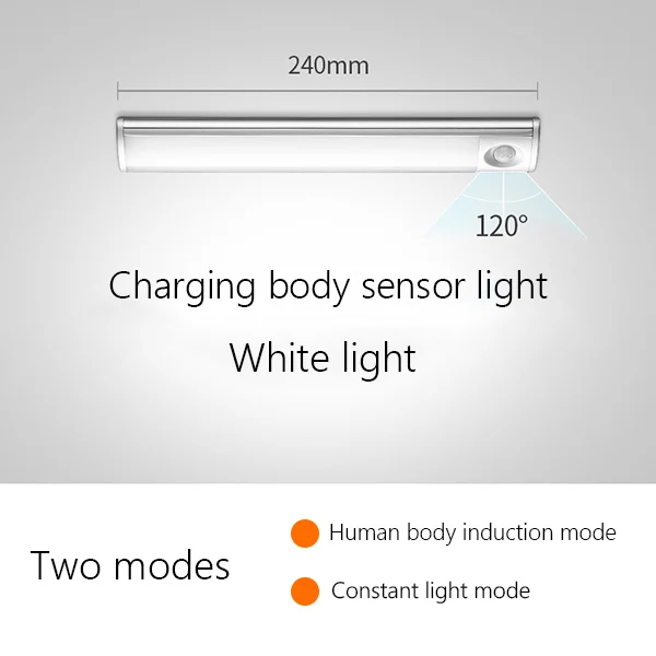 Xiaomi Youpin Wanhuo LED mirror headlamp induction toilet non-punching night lamp charging bedside bedside household bedside 3 - Color: White M