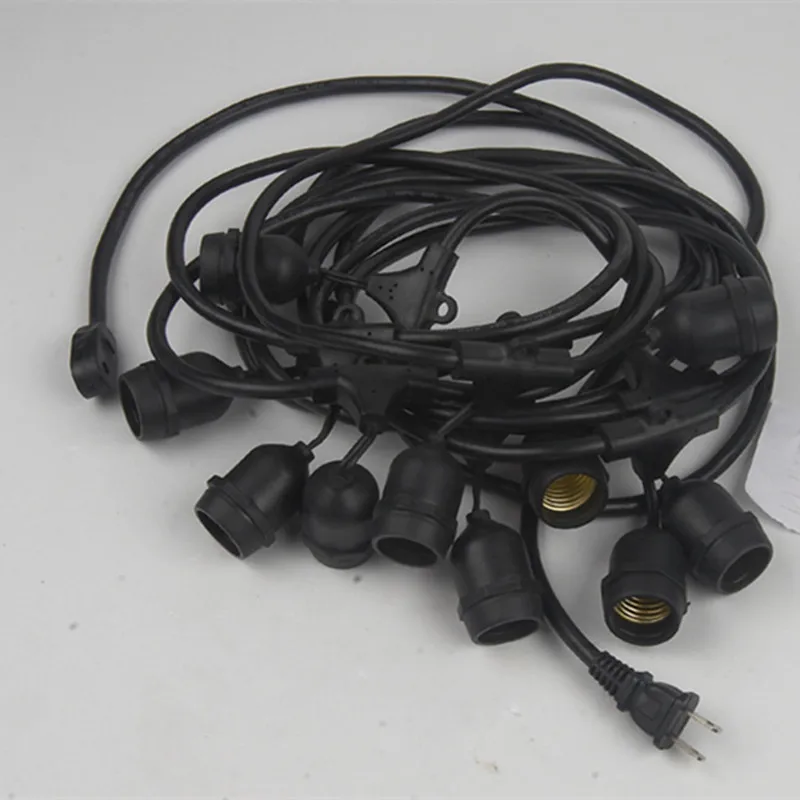1 X 64M For One Set Outdoor Black Cable With 120 E27/E26 Hanging Sockets for S14 Led Bulbs Strings Garden Patio Backyard Strip