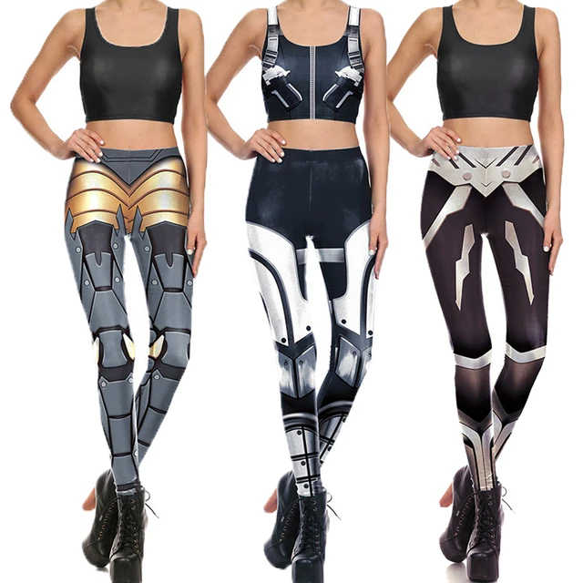 Iron METAL CYBORG Cosplay Leggings Crop Top Yoga Sets