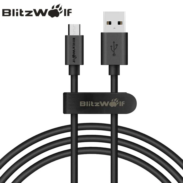 

BlitzWolf Micro USB Cable 0.9m Mobile Phone Cables Data Cable 2.4A Fast Charging Cable For Samsung Xiaomi Android Smart phone