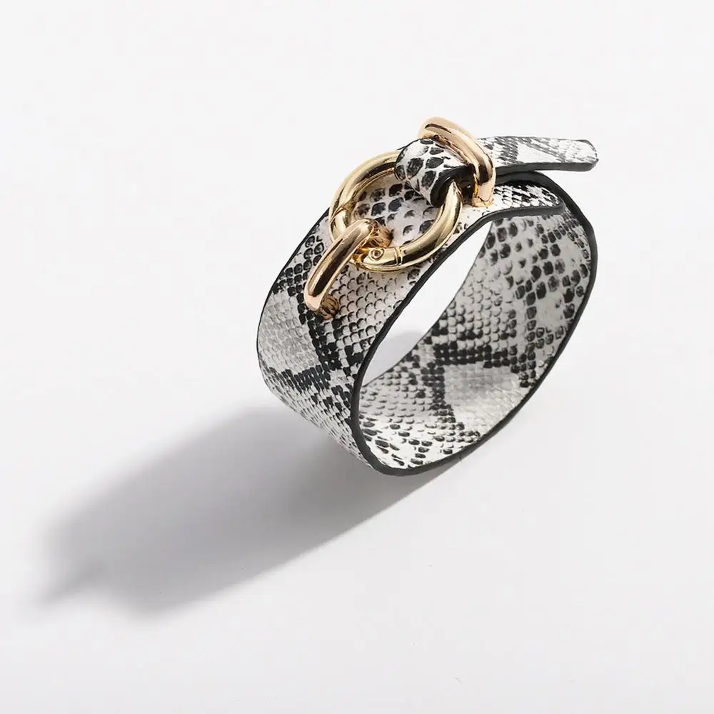 Винтажный дизайнерский круглый кожаный браслет Vedawas из змеиной кожи для женщин Модный Золотой металлический браслет& Браслеты вечерние подарки xg3292 - Окраска металла: 5