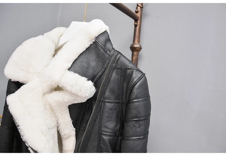 Abrigo mujer natural real sheep fur coat women clothes moto& Biker genuine leather jacket Double-faced Fur sheepskin coat