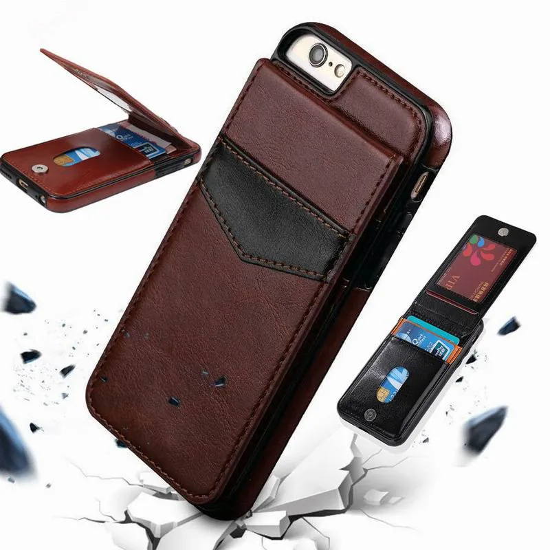 

Vertical Flip Wallet Case For iPhone 7 7Plus 6 6Plus 6S S Plus 8 8Plus X XR XS Max Magnetic Slim Leather Card Holder Back Case