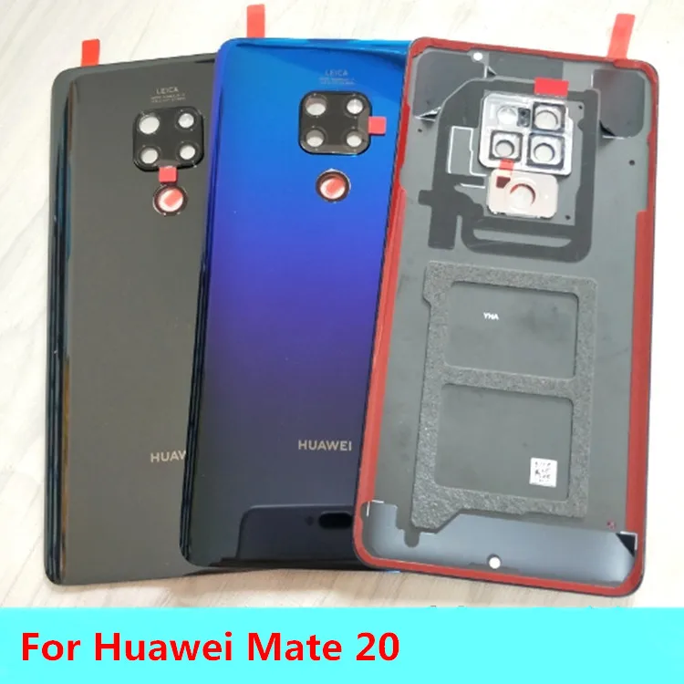 

New Tempered Glass Back Cover For Huawei Mate 20 Spare Parts Back Battery Cover Door Housing + Camera frame + Flash cover