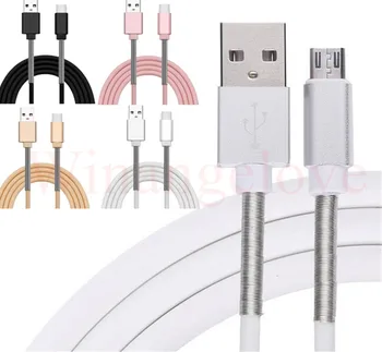 

1M 3FT Half Spring Micro USB Charger Cable High Quality Durable Charging Data Sync Cord charger For Samsung Android Cell Phone