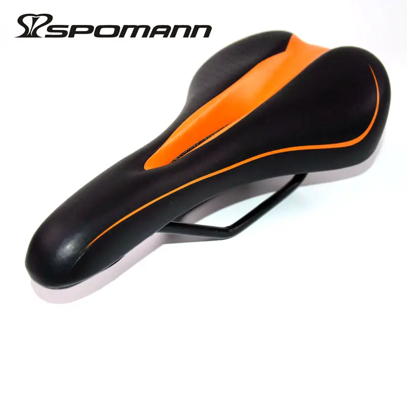 Silla de Bicicleta MTB asiento de Bicicleta de carretera de montaña sillín Bicicleta hueco suave cojín Selle PU cuero negro Color naranja