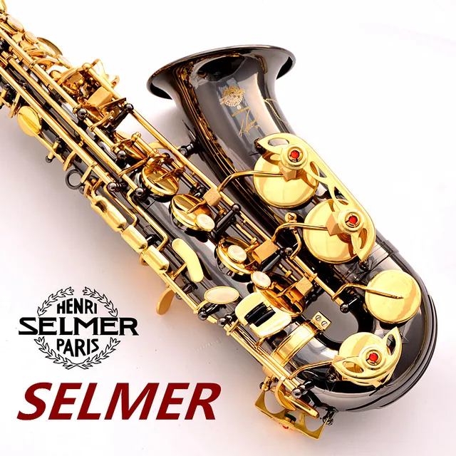 Best price at $308 Cheap SELMER Henri France alto Saxophone E Black Nickel Gold Plated Professional Saxophone Falling Tune B Saxfone Sax SAS-54