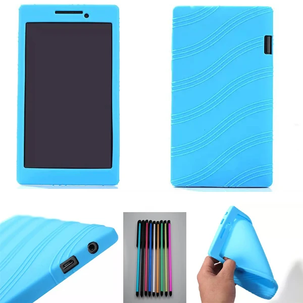 

Free Shipping High Quality Soft Silicon Rubber Skin Back Protective Shell Cover For lenovo TAB 2 A7-10 / A7-10F Tablet Case+pen