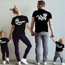 Хлопковые футболки для всей семьи; Одинаковая одежда для папы, мамы, дочки и сына; футболка с королевой