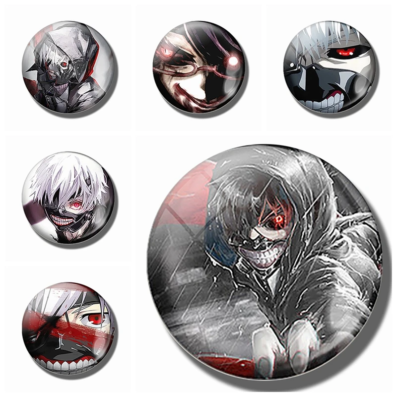 

Tokyo Ghoul Fridge Magnet 6pcs/set Japan Manga Novels Fridge Memo 25MM Glass Dome Magnetic Refrigerator Sticker Home Decor