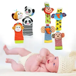 2 шт. Погремушки для новорожденных мягкие детские игрушки наручные носки в полоску милый мультфильм сад плюшевая погремушка с кольцом