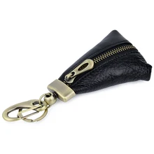 Модные Треугольники Форма из натуральной кожи для автомобильных ключница, сумочка для ключей самый лучший продавая черный Цвет мини Для мужчин ключа автомобиля кошельки кейс на молнии