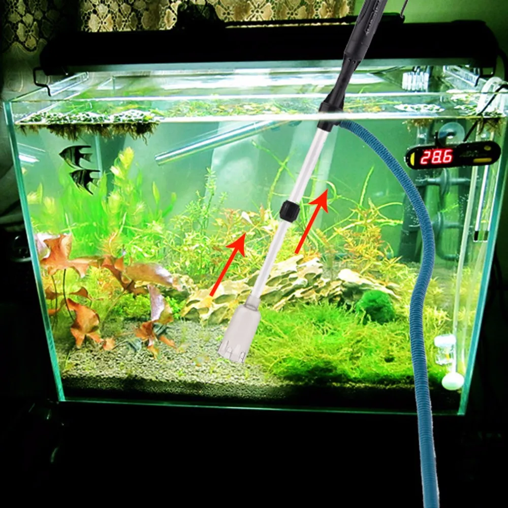 2018 аквариум Батарея Syphon Управляется Fish Tank Вакуумный Гравий фильтр для воды очистить сифон фильтр очиститель аквариумный пылесос аквариум