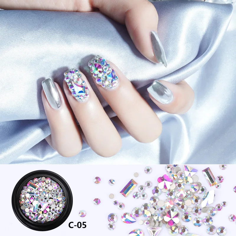 

1 Box Mixed Nail Rhinestones For Nails Nail Art Decorations Crystal Gems Jewelry Shiny Stones Charm Glass Manicure Accessories