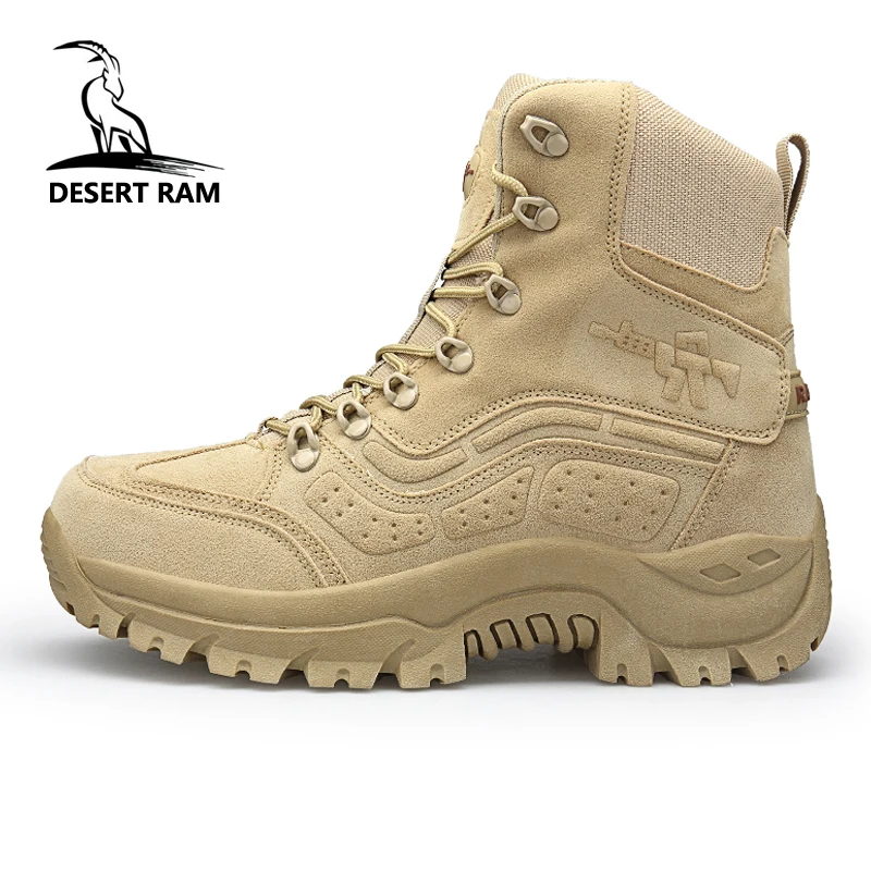 

DESERT RAM Brand Men's Boots Big Size Military boot Mens Tactical Safety Combat Chukka Ankle Bot Motocycle Boots Army Male Shoes