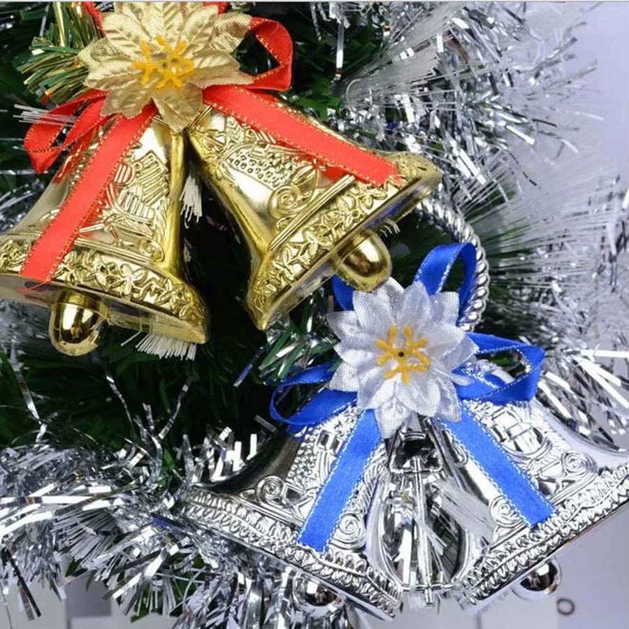 10 шт./партия, Рождественские Зимние колокольчики, украшение рождественской елки, двойная подвеска-колокольчик, покрытый золотом и серебром, колокольчики